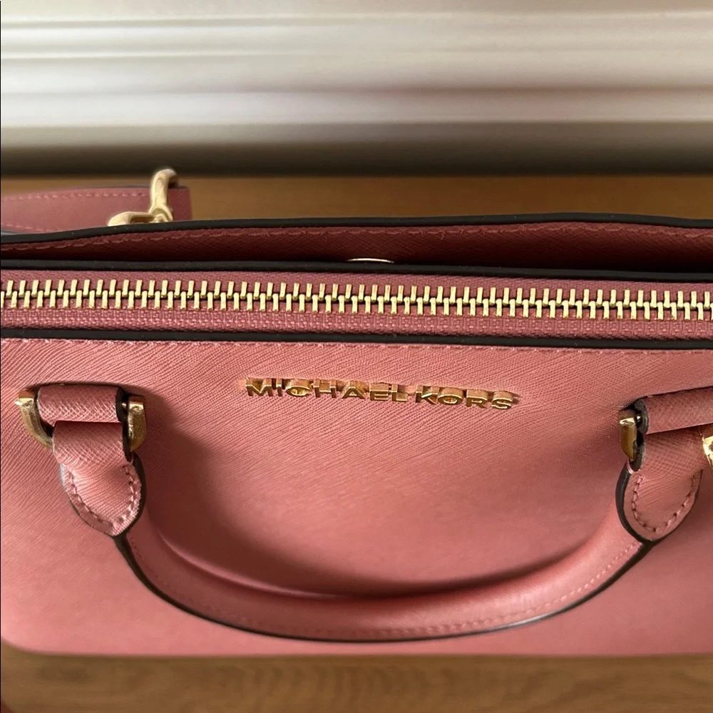 Michael Kors Rose Pink Dome Satchel with Gold Hardware